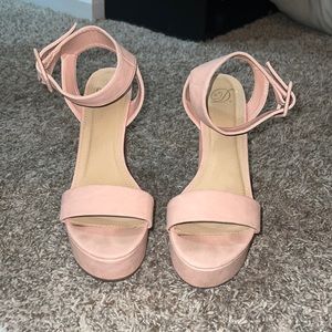 gently used size nine, blush pink tall heels